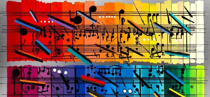 Concert Ludwig Silver - 71" x 47" - Monotype