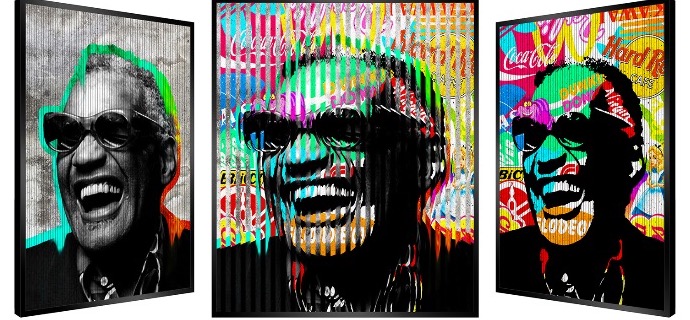 People and brand - Ray Charles - Kinetic Pop art - 36,5 x 36,5 cm