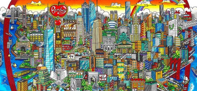 The sun shines bright over the big apple - 20" x 27" - Serigraphy 3D