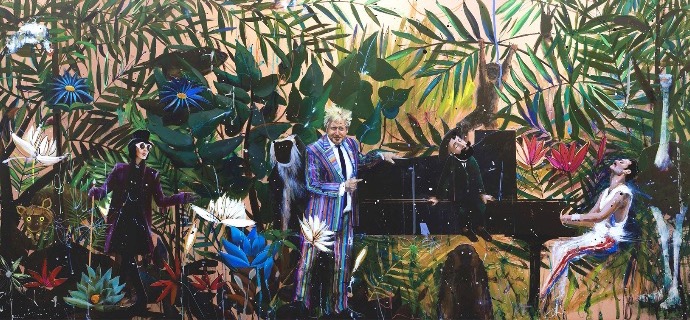 Concert in the jungle - 160 x 80 cm - Mixed media retouched