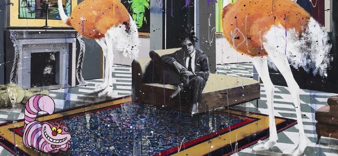 Jean Michel in my house - 70 x 70 cm - Peinture originale