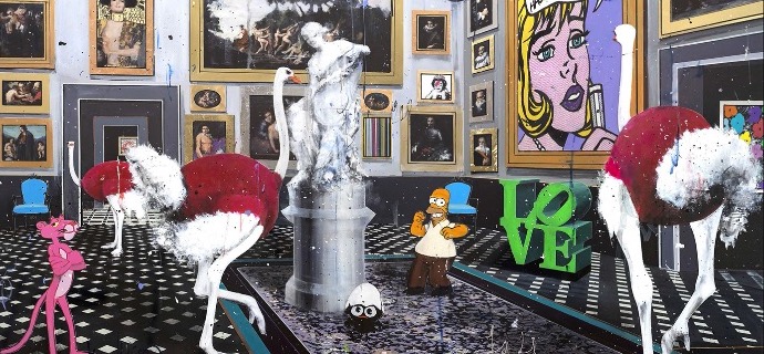 Unusual Meeting - 140 x 200 cm - Mixed media retouched