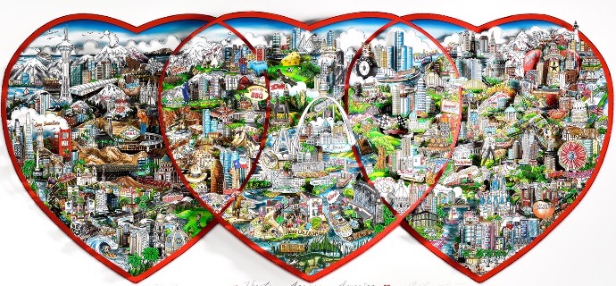 Heart Across America - 30" x 13" - Serigraphy 3D