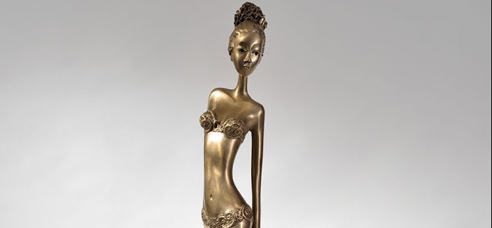 Evelyne - 39" - Bronze sculpture,