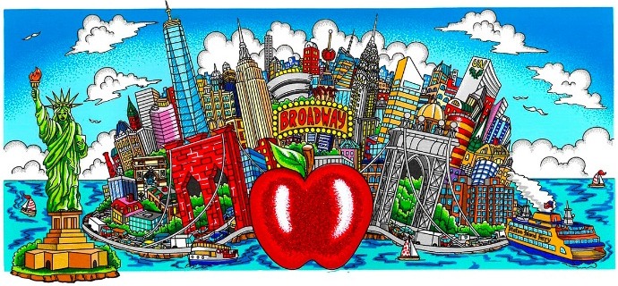 Big apple blue skies - 11,5" x 5" - Serigraphy 3D