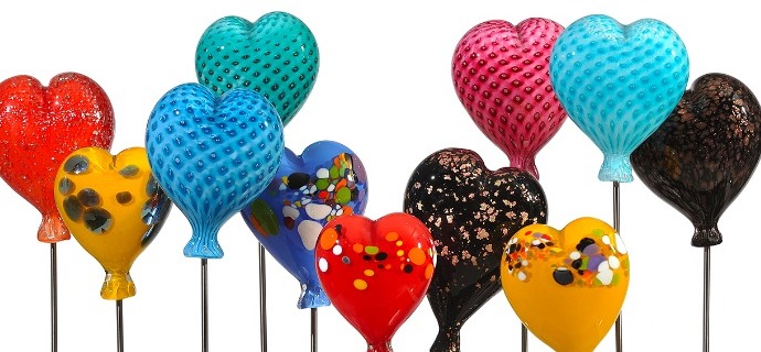 Hearts Balloons - Glass sculptures