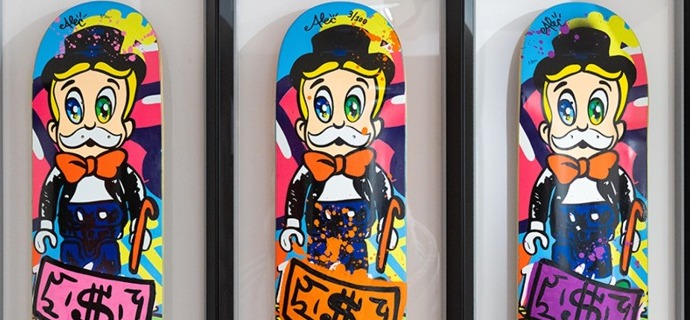 Skateboard Deck Triptyque - 99 x 114 cm - Technique mixte