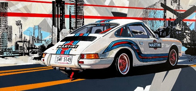 Martini Racing Porsche - 60 x 80 cm - Peinture sur toile