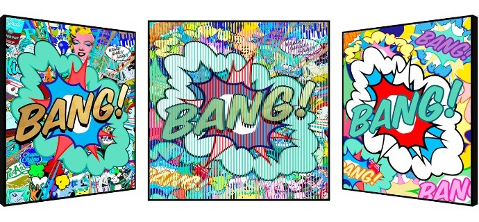 SOLD OUT - From B to Bang - Kinetic Pop art - 90 x 90 cm