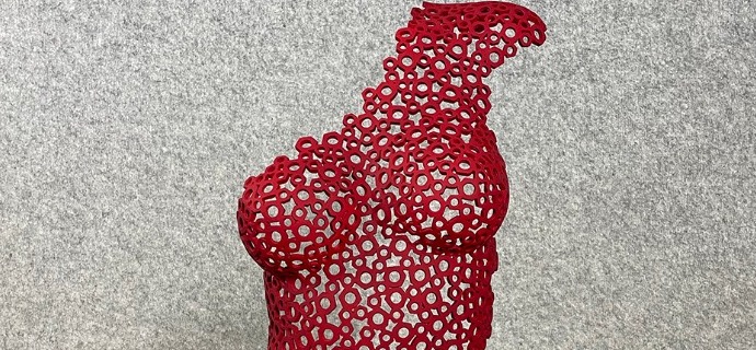 Délicate (Red) - Sculpture en acier - 64 cm