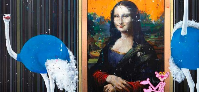 Explaining Mona Lisa - 12" x 8"  / 39" x 28" - Lacquer