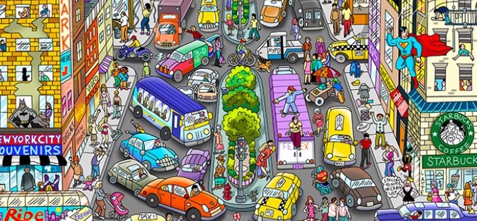 In NYC ... It's the characters you meet - 41 x 71 cm - Sérigraphie 3D