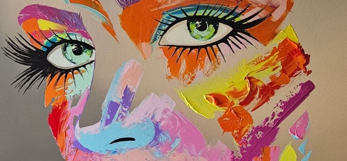 Livia - 39" x 39" - acrylic and cut crystals on mirror