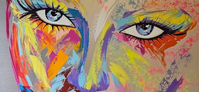 Angela - 47" x 47" - acrylic on aluminium silver