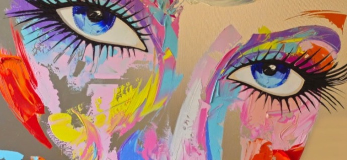 Alycia - 39" x 31" - acrylic and cut crystals on mirror