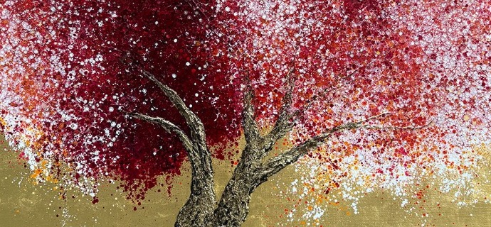 349 Racines - 130 x 97 cm - Huile sur toile et feuille d'or