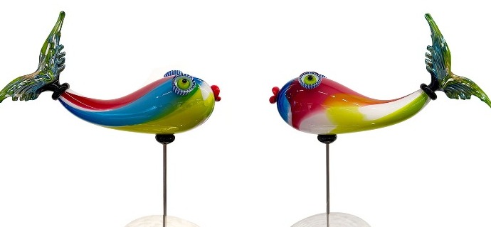 Tropiques multicolore queue irisée - Glass sculpture -21" height  x  21" width x 8" diameter