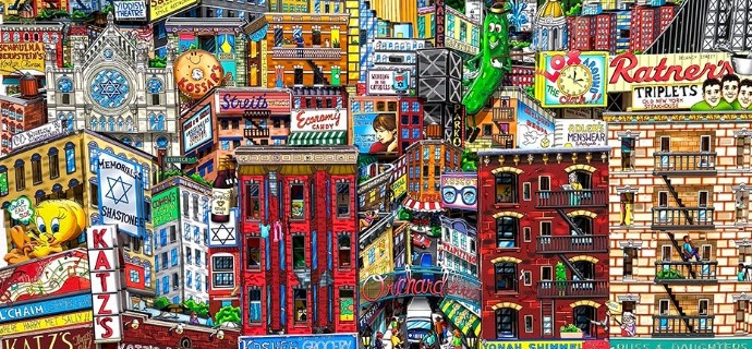 Schmoozing With Chutzpah on the Lower East Side - 58 x 68 cm - Sérigraphie 3D