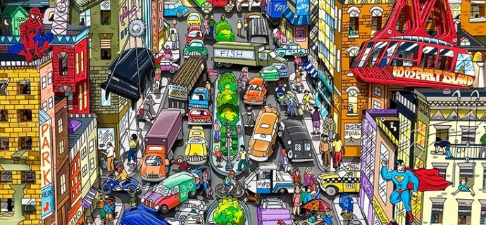 In NYC ... It's the characters you meet - 41 x 71 cm - Sérigraphie 3D