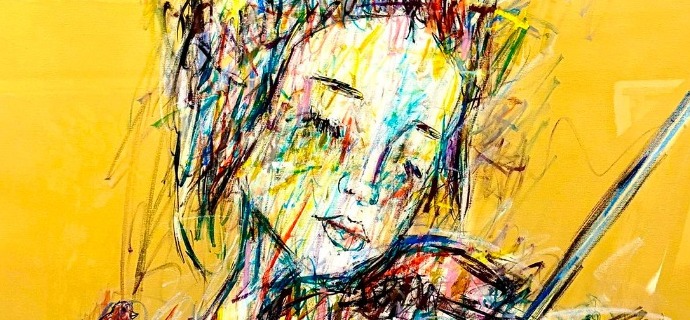 Cordes et plumes - Inks of China, aerosol and resin on cloth - 47" x 47" inches