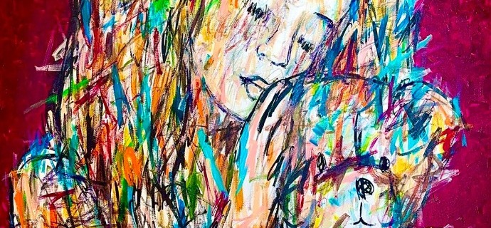 Le monde peut attendre - Inks of China, aerosol and resin on cloth - 47" x 47" inches