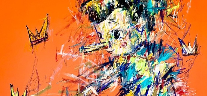 Bois et papier - Inks of China, aerosol and resin on cloth - 71" x 71" inches