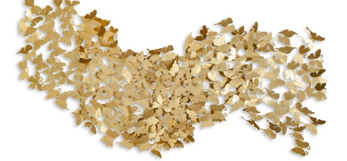 Passing in gold - 198 x 94 - Sculpture murale 3D en métal découpée au laser