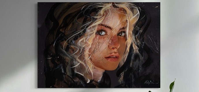 Portland en intérieur - 100 x 70 cm - Peinture acrylique et résine sur métal