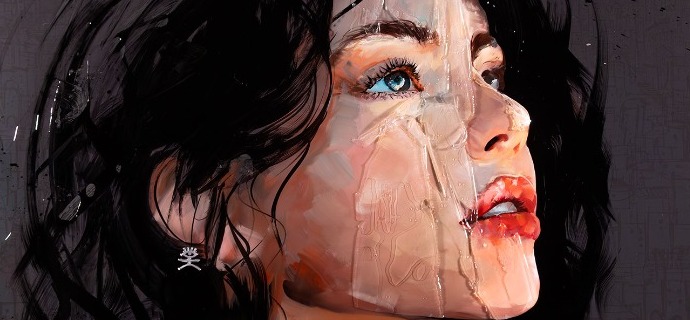 Kotor - 39" x 27" - Acrylic paint and resin on metal