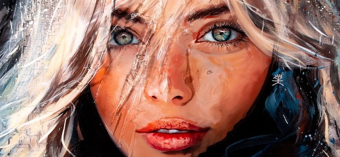 Flam - 39" x 27" - Acrylic paint and resin on metal