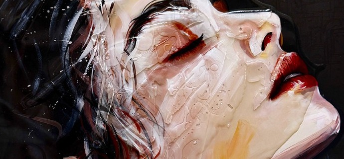 Hammerfest - 29" x 20" - Acrylic paint and resin on metal