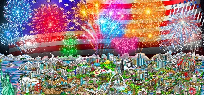 America 250 - 76 x 54,6 cm - Sérigraphie 3D